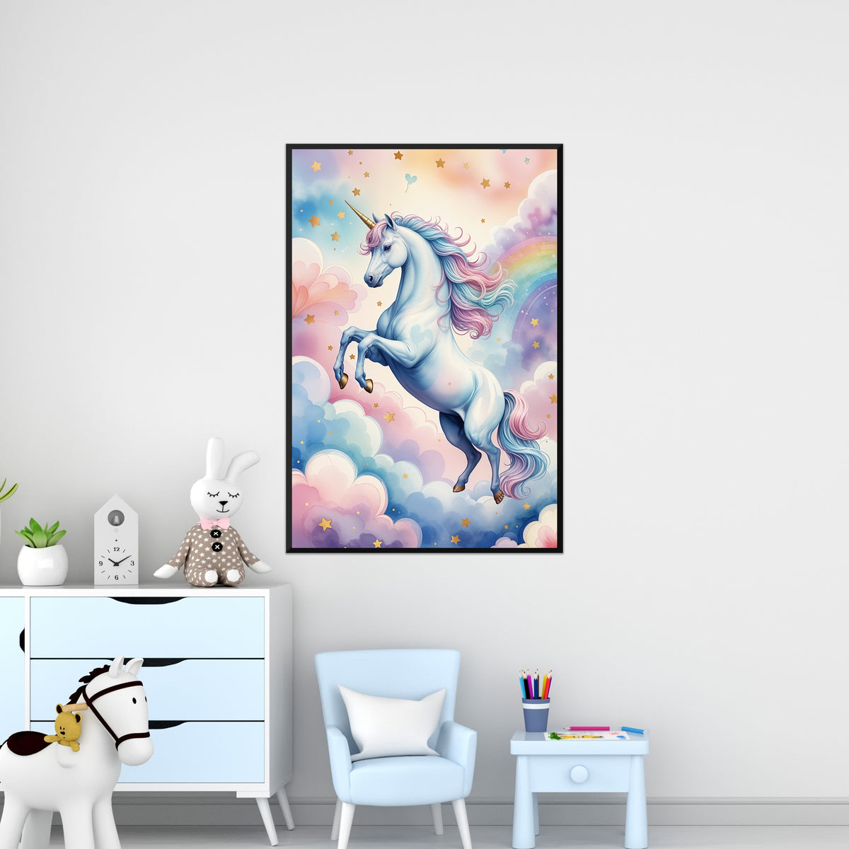 Whimsical Wonder - Unicorn and Rainbow - 24x36 - Framed Posters