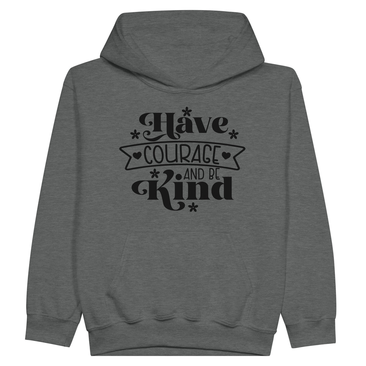 Kindness Courage - Wear Your Heart - Graphite Heather - Kid's Hoodies