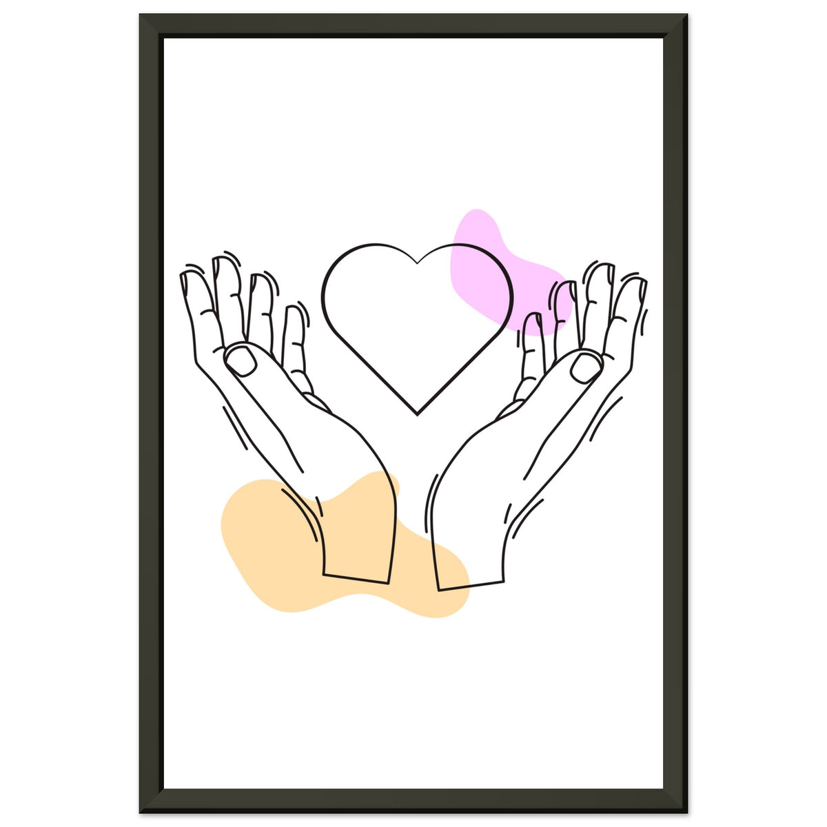 Heartfelt Embrace - Love Line Art Poster - 30x45 cm 12x18″ - Metal Framed Posters