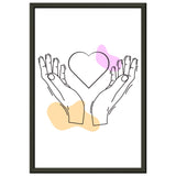 Heartfelt Embrace - Love Line Art Poster - 30x45 cm 12x18″ - Metal Framed Posters