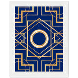 Art Deco Elegance - Blue & Gold Geometric Framed Print - 15x20 cm 6x8″ White frame - Wooden Framed Posters