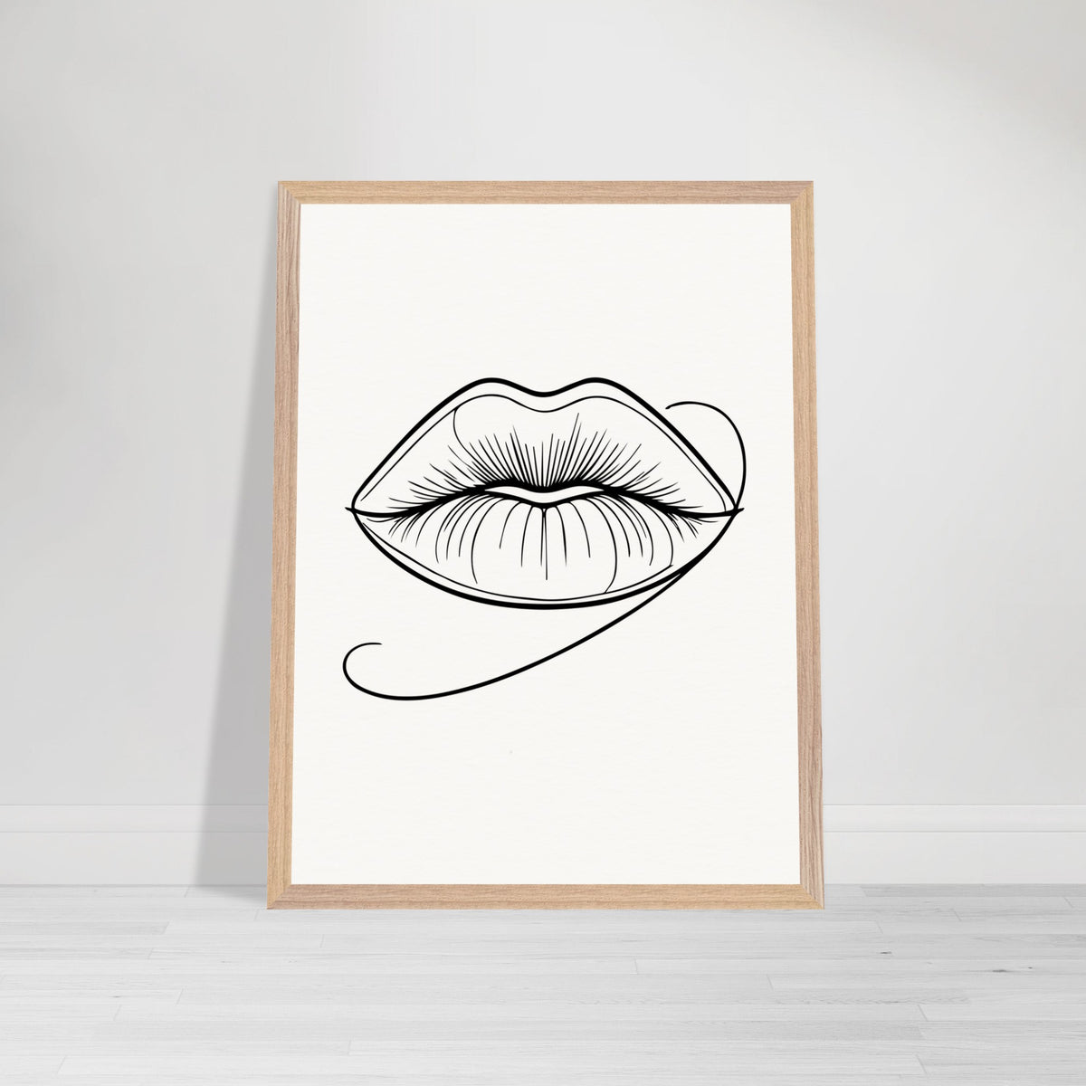 Natural Beauty - Framed Lips Artwork on Matte Paper - 45x60 cm 18x24″ Wood frame - Wooden Framed Posters