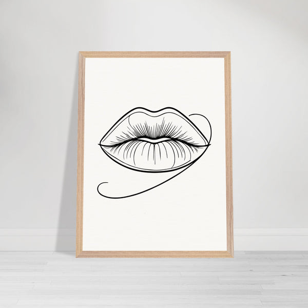 Natural Beauty - Framed Lips Artwork on Matte Paper - 45x60 cm 18x24″ Wood frame - Wooden Framed Posters