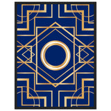 Art Deco Elegance - Blue & Gold Geometric Framed Print - 45x60 cm 18x24″ Black frame - Wooden Framed Posters