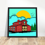 Countryside Sunrise - A Nostalgic Barn Scene - - Wooden Framed Posters