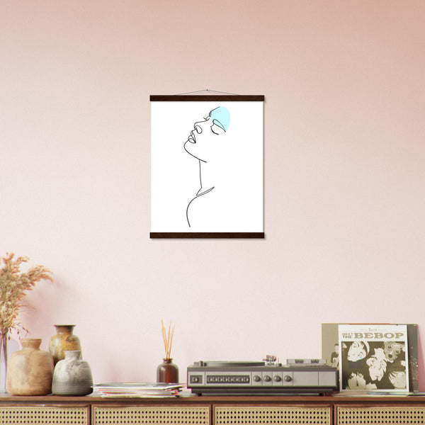 Modern Simplicity - Line Art Poster with Premium Finish - 40x50 cm 16x20″ Dark wood wall hanger - Posters With Hanger