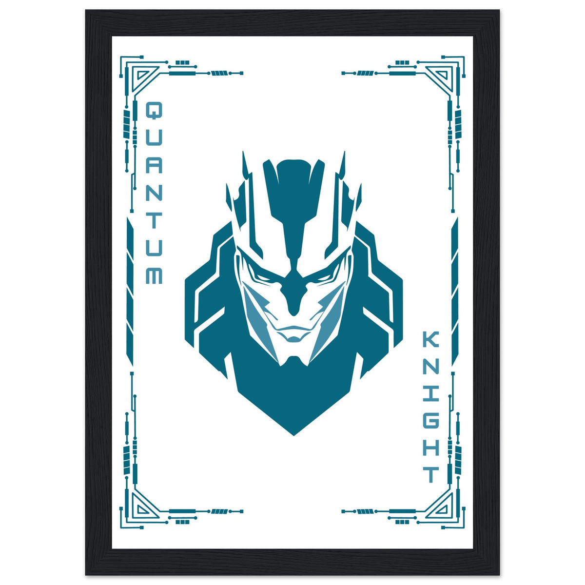 Transform Your Space - "Proton, Neural, Quantum Knights" Poster Set - A4 21x29.7 cm 8x12″ Black frame Quantum Knight - Wooden Framed Posters