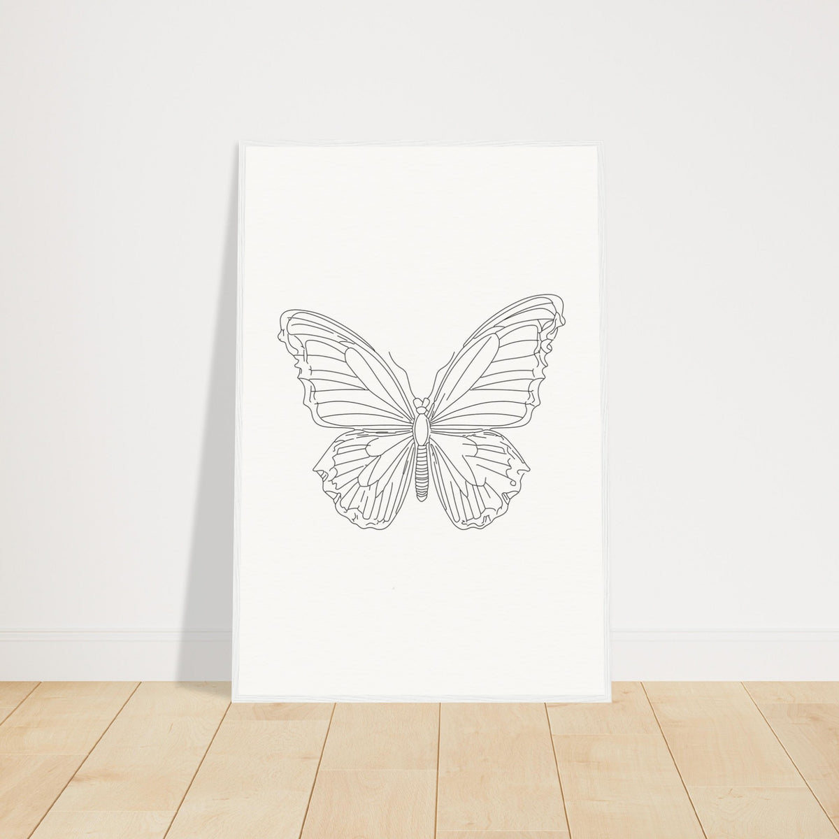 Butterfly Grace - Framed Minimalist Art - 60x90 cm 24x36″ White frame - Wooden Framed Posters