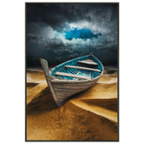 Echoes of the Storm - A Deserted Boat’s Story - - Framed Poster