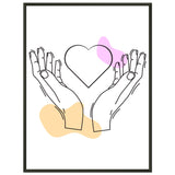 Heartfelt Embrace - Love Line Art Poster - 60x80 cm 24x32″ - Metal Framed Posters