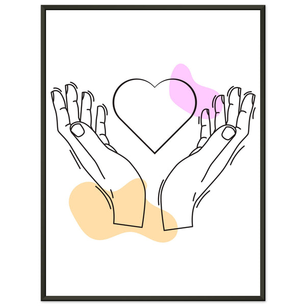 Heartfelt Embrace - Love Line Art Poster - 60x80 cm 24x32″ - Metal Framed Posters