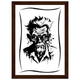 Edgy Artistry - Black and White Character - A4 21x29.7 cm 8x12″ Dark wood frame - Wooden Framed Posters