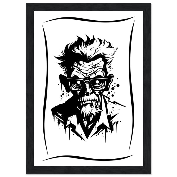 Edgy Artistry - Black and White Character - A4 21x29.7 cm 8x12″ Black frame - Wooden Framed Posters