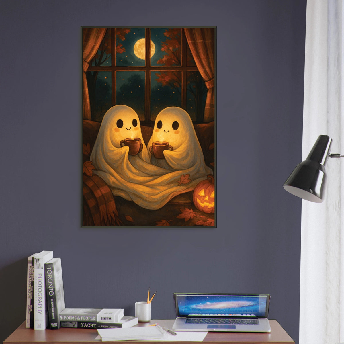 Gift Cozy Halloween – Cozy Ghosts Metal Framed Poster - - Metal Framed Posters