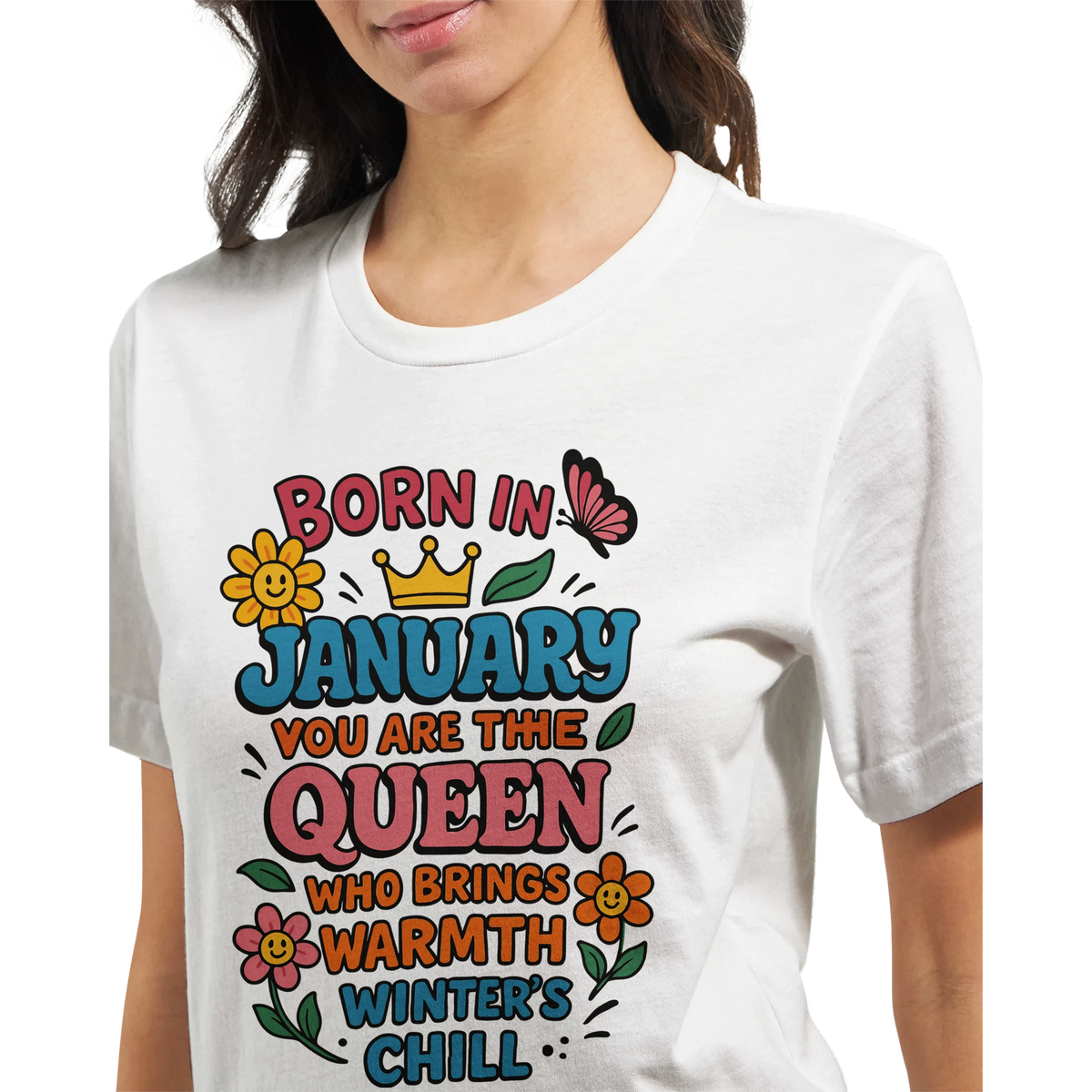Birthday Month Queen Tee for Her – Celebrate Her Month - January - Crewneck T-shirts