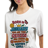 Birthday Month Queen Tee for Her – Celebrate Her Month - January - Crewneck T-shirts
