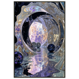 Celestial Dreamscape - Abstract Moon & Spheres Poster - - Metal Framed Posters