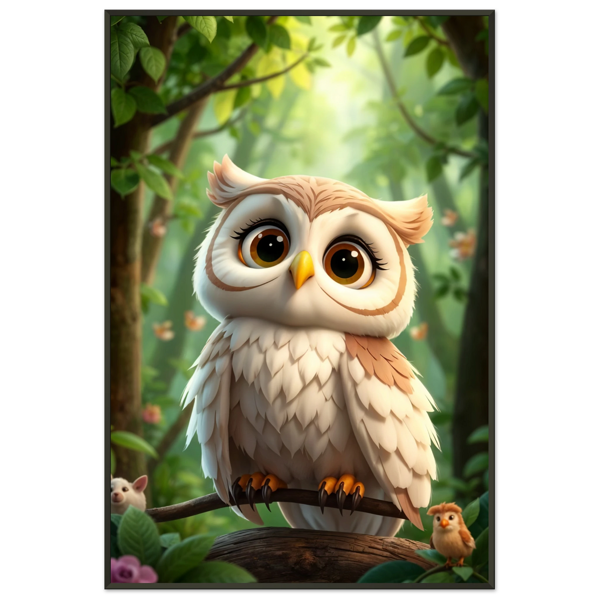 Forest Friend - A Whimsical Owl's Gaze - - Metal Framed Posters