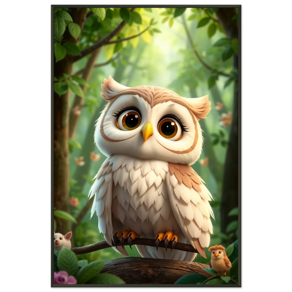 Forest Friend - A Whimsical Owl's Gaze - - Metal Framed Posters