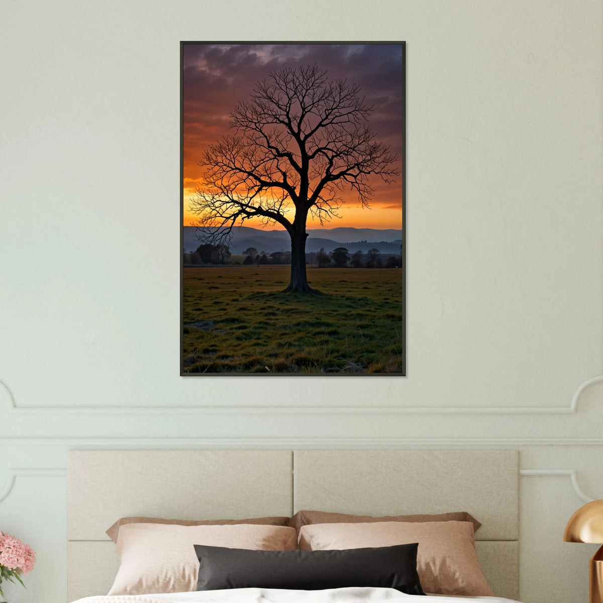 Sunset Solitude - Framed Tree Silhouette Poster - - Metal Framed Posters