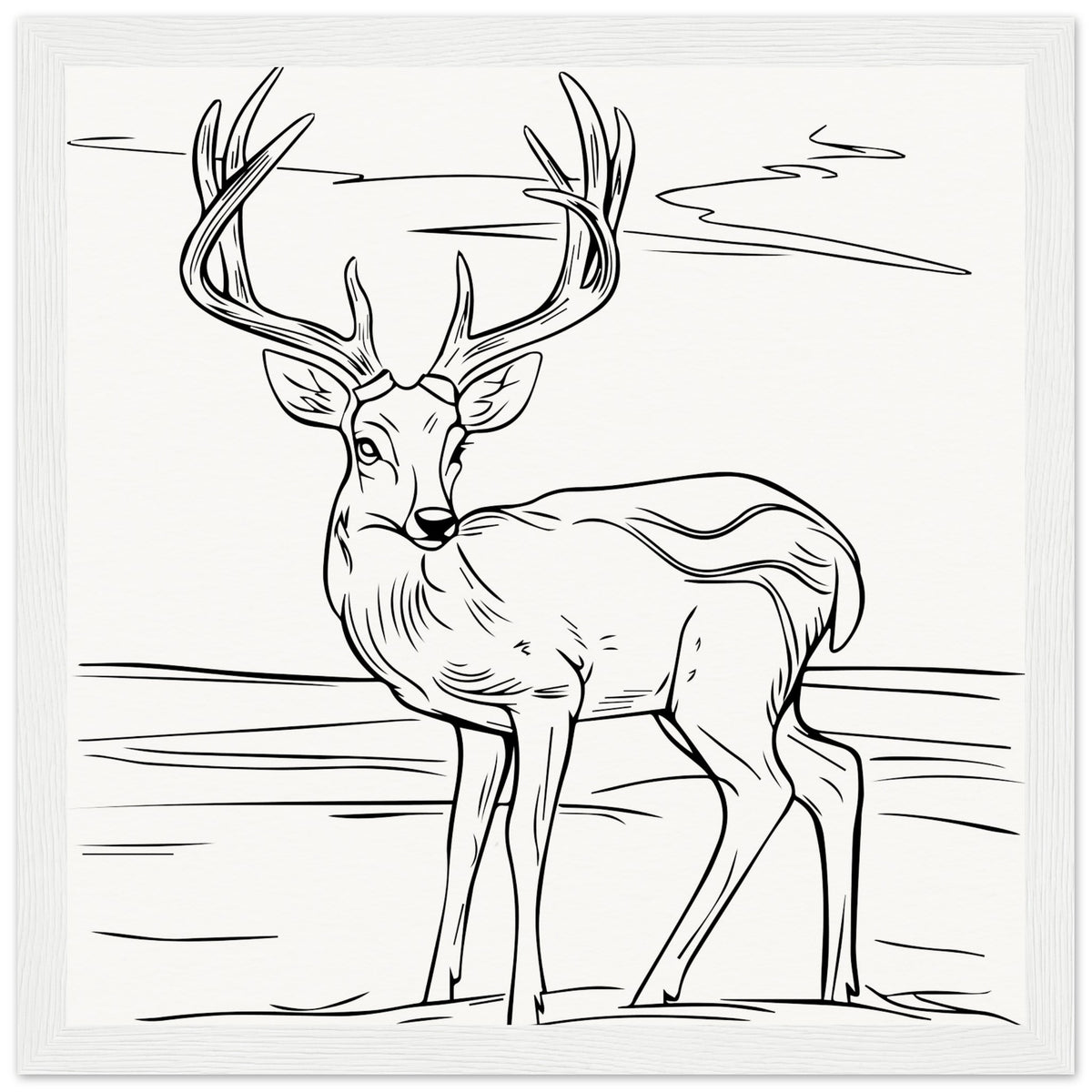 Elegance in Nature - Deer in Line - 30x30 cm 12x12″ White frame - Wooden Framed Posters