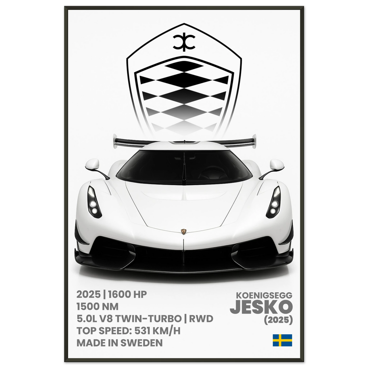 Supercar Metal Framed Poster – Porsche, Jesko & Lambo Set - Jesko - Metal Framed Posters