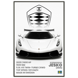 Supercar Metal Framed Poster – Porsche, Jesko & Lambo Set - Jesko - Metal Framed Posters