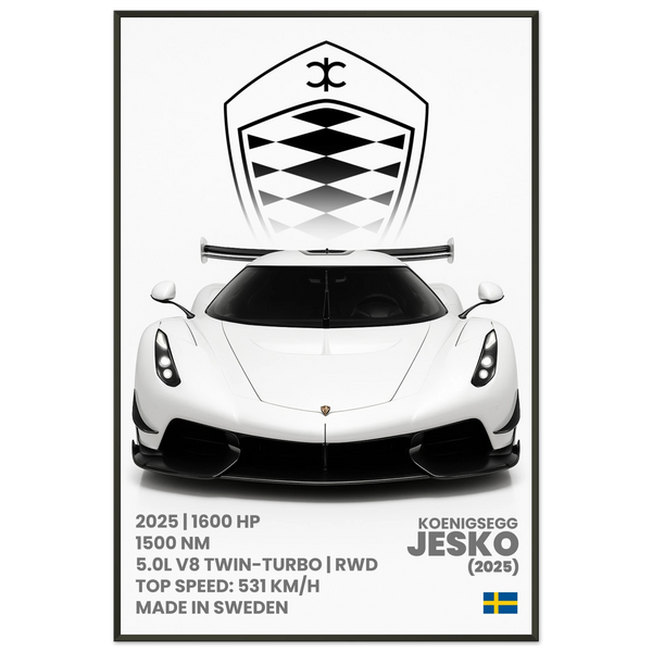 Supercar Metal Framed Poster – Porsche, Jesko & Lambo Set - Jesko - Metal Framed Posters