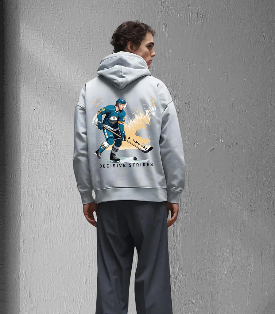 Ice Warrior - Bold Hockey-Inspired Boxy Hoodie - - Hoodies