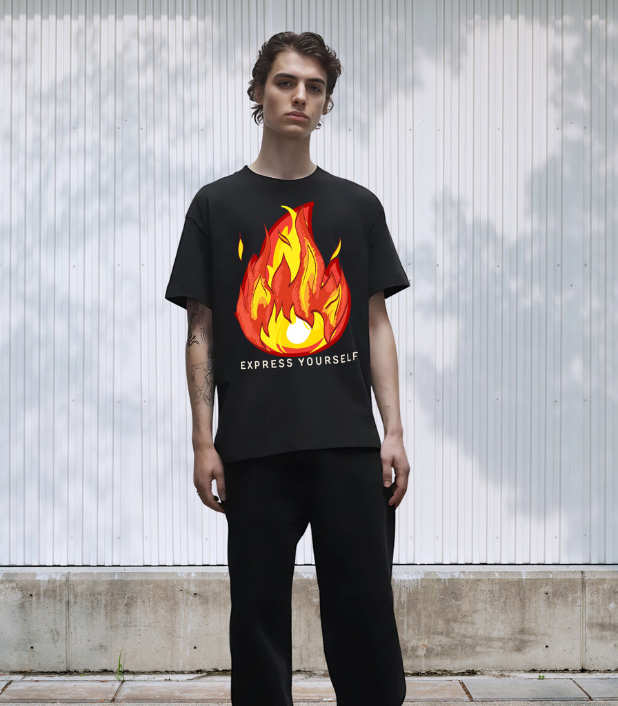 Flame On - Bold Fire Art Tee - - T-Shirts