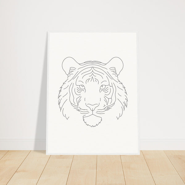 Majestic Lines - The Tiger's Gaze - 60x80 cm 24x32″ White frame - Wooden Framed Posters