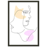 Mirrored Elegance - Artistic Line Faces in Gentle Tones - 30x45 cm 12x18″ - Metal Framed Posters