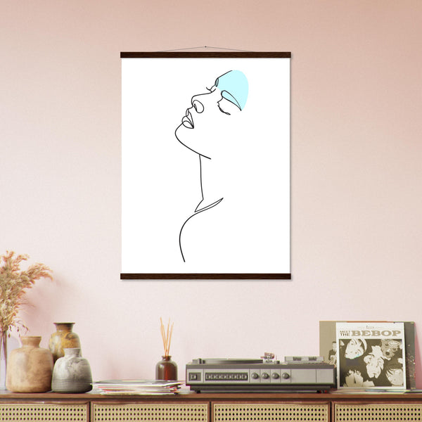 Modern Simplicity - Line Art Poster with Premium Finish - 60x80 cm 24x32″ Dark wood wall hanger - Posters With Hanger