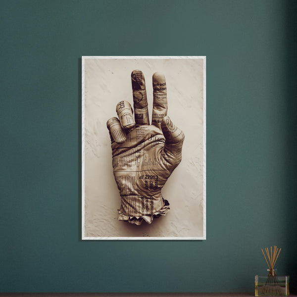 Peaceful Layers - Vintage Newsprint in 3D - - Framed Posters