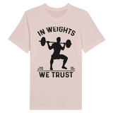 Strength in Memories- In Weights We Trust Tee - Soft Pink - Print Material