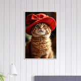 Purr-fectly Chic - Cat in a Red Hat - - Framed Posters