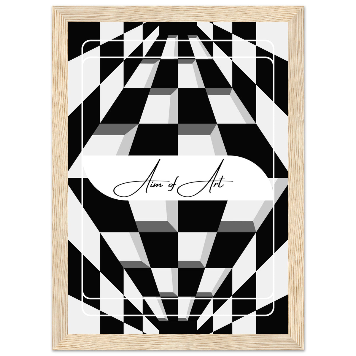 Modern Maze - Aim of Art Illusion - A4 21x29.7 cm 8x12″ Wood frame - Wooden Framed Posters