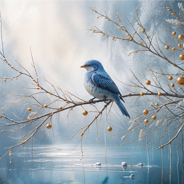 Frozen Reflections and Bluebird - - Framed Posters