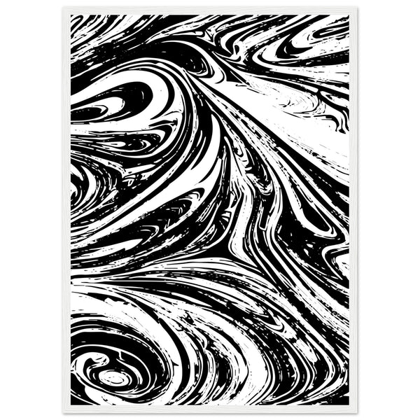 Black & White Swirl - Premium Matte Framed Poster - 50x70 cm 20x28″ White frame - Metal Framed Posters