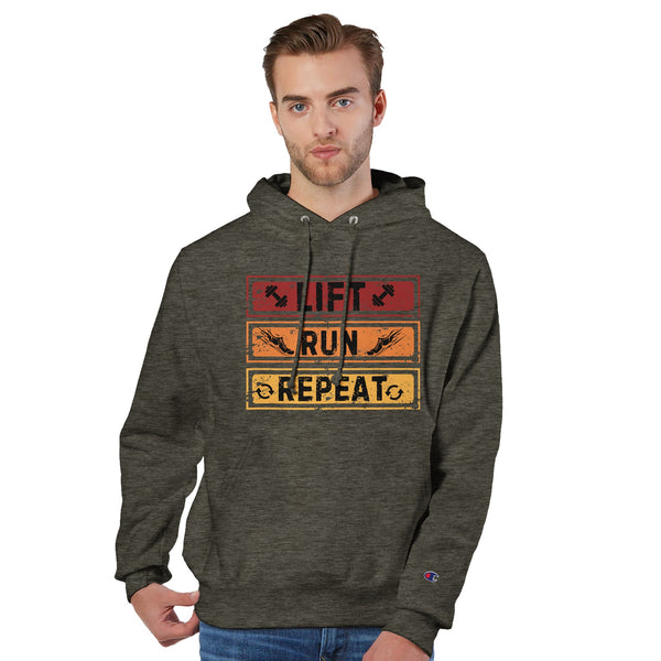 Lift, Run, Repeat - Champion Your Strength - Charcoal Heather - Hoodies