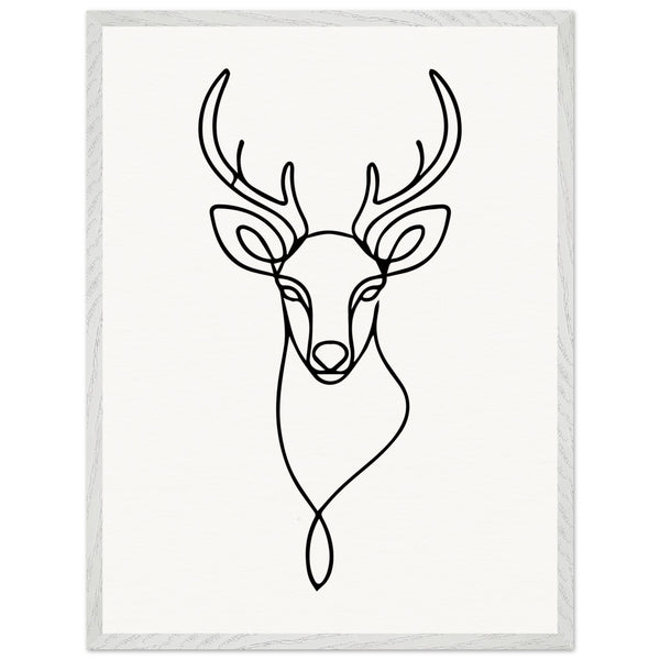 Nature's Outline - Elegant Deer in Wooden Frame - 60x80 cm 24x32″ White frame - Wooden Framed Posters