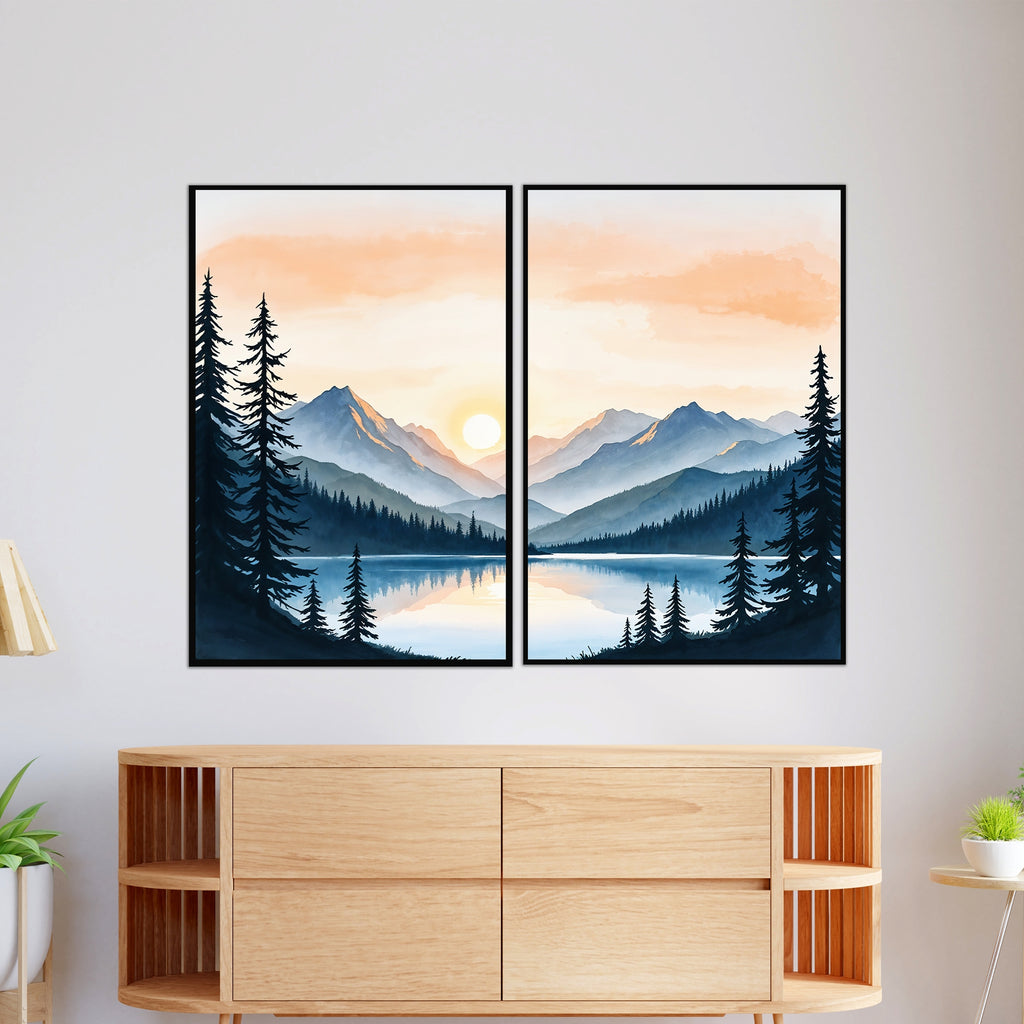 Still Waters, Distant Peaks - Metal Framed Poster - 24x36 - Metal Framed Posters