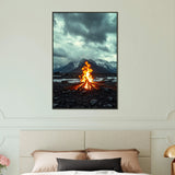 Campfire Mountain Poster Gift for Him - Default Title - Metal Framed Posters