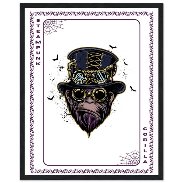 Elevate Your Decor - Steampunk, Funky, and Urban Gorilla Poster Set - 40x50 cm 16x20″ Black frame Steampunk Gorilla - Wooden Framed Posters