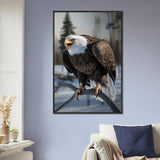Regal Strength - Bald Eagle in Snowy Wilderness - Black frame - Framed Posters
