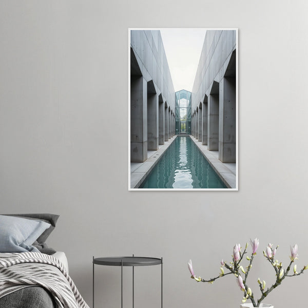 Minimalist Corridor - Architectural Serenity Framed Poster - 60x90 cm 24x36″ White frame - Wooden Framed Posters