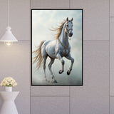 Graceful White Stallion - 24x36 - Framed Posters