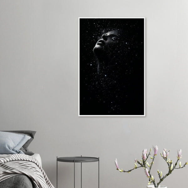 Humanity & Stars - Ethereal Portrait Art Print - 60x90 cm 24x36″ White frame - Wooden Framed Posters