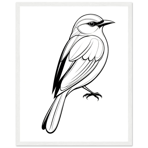 Serenity in Lines - Framed Bird Poster - 40x50 cm 16x20″ White frame - Framed Posters