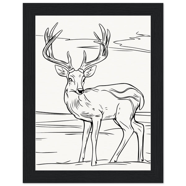 Elegance in Nature - Deer in Line - 15x20 cm 6x8″ Black frame - Wooden Framed Posters